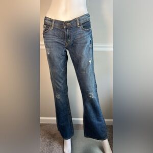 Hollister Low Rise Flare Leg Distressed Jeans Size 7